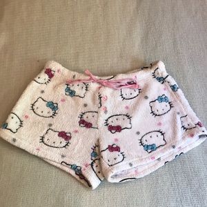 Fuzzy hello kitty pajama shorts